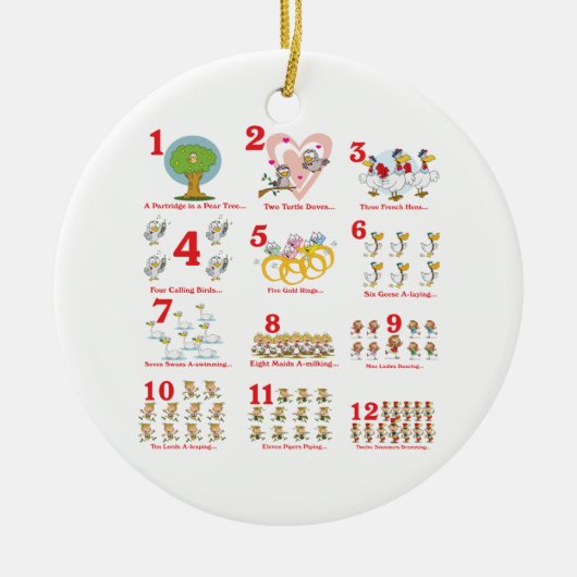 クリスマスの12日完了 セラミックオーナメント (正面)