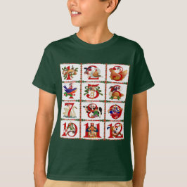 クリスマスの12日間のキルトプリントギフトTシャツ Tシャツ