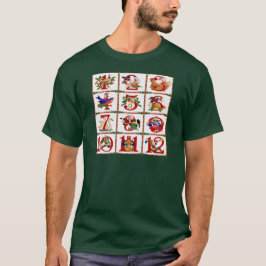 クリスマスの12日間のキルトプリントギフトTシャツ Tシャツ