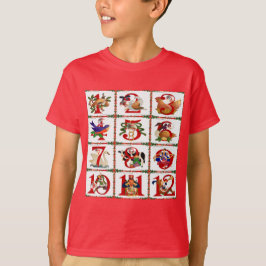 クリスマスの12日間のキルトプリントギフトTシャツ Tシャツ