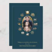 クリスマスの12日間の写真 赤いグリーティングカード 招待状 (正面/裏面)