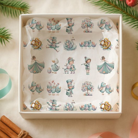クリスマスの12日間の幻想的なイラストパターン 薄葉紙