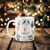 クリスマスの12日間イニシャルヴィンテージ コーヒーマグカップ