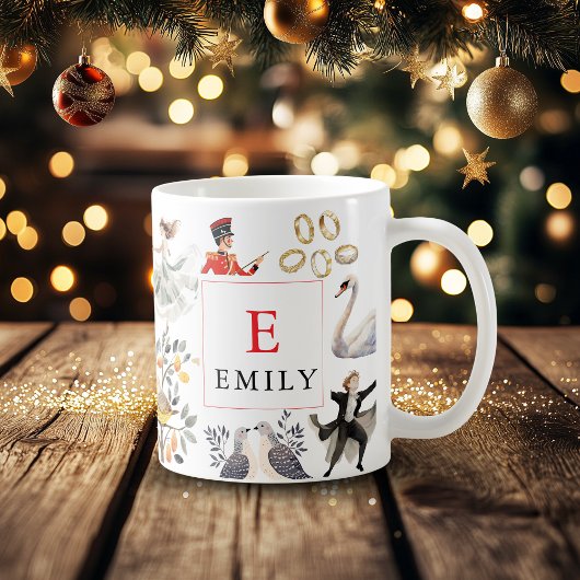 クリスマスの12日間イニシャルヴィンテージ コーヒーマグカップ