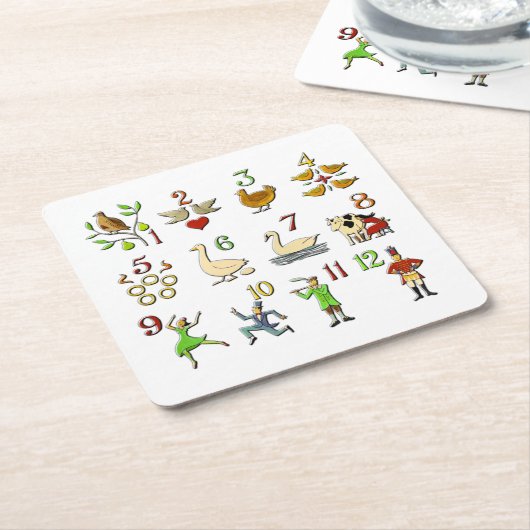 クリスマスの12日 スクエアペーパーコースター (アングル)