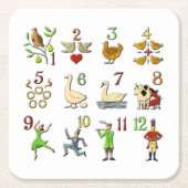 クリスマスの12日 スクエアペーパーコースター (正面)