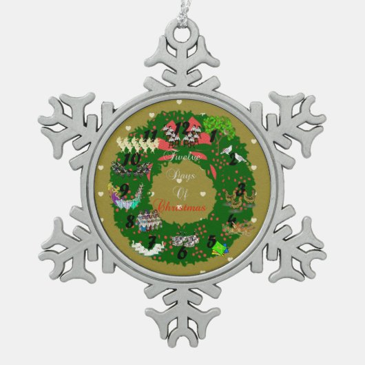 クリスマスの12日 スノーフレークピューターオーナメント (正面)