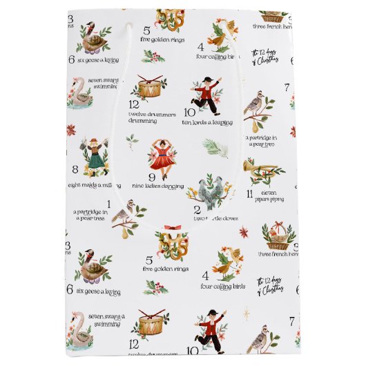 クリスマスの12日 |休日 ミディアムペーパーバッグ (正面)