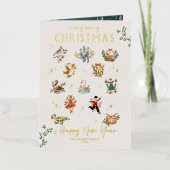 クリスマスの12日 |図解入りの、写真付きの休日 箔シーズンカード (正面)