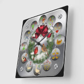 クリスマスの12日～深紅色リース～ スクエア壁時計 (傾斜)