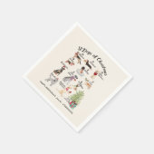 クリスマスの12犬のパーティー署名 スタンダードカクテルナプキン (角)