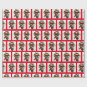 クリスマスの2匹のシカダイとオーナメント ラッピングペーパー (フラット)