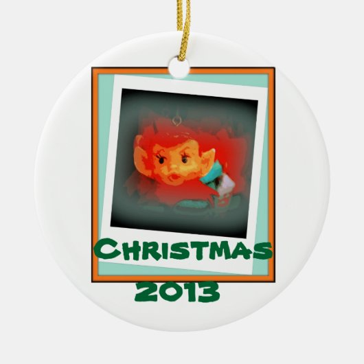 クリスマスの2013年の小妖精や小人のオーナメント セラミックオーナメント (正面)