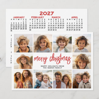 クリスマスの2027年カレンダー付き10枚フォトコラージュ シーズンカード