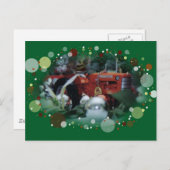 クリスマスの3台のおもちゃのトラクター シーズンポストカード (正面/裏面)