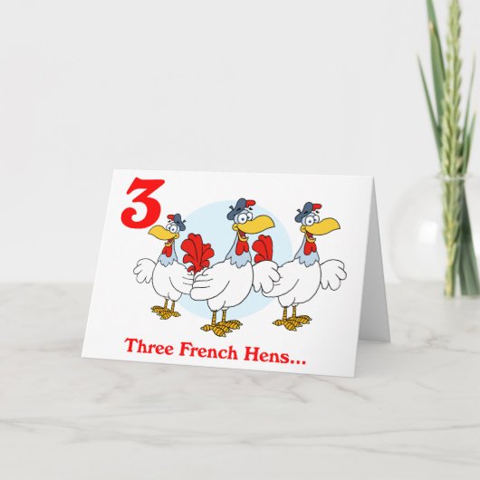 クリスマスの3日目に 三羽のフランスの雌鳥を シーズンカード (正面)