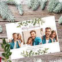 クリスマスの3枚の写真のカップルと緑