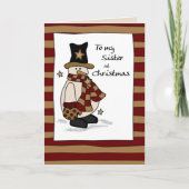 クリスマスの3409姉妹、Black Hat会議が付いている雪だるま シーズンカード (正面)