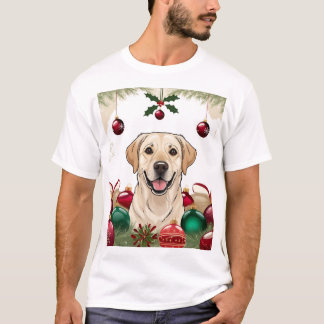 クリスマスの3D犬 Tシャツ