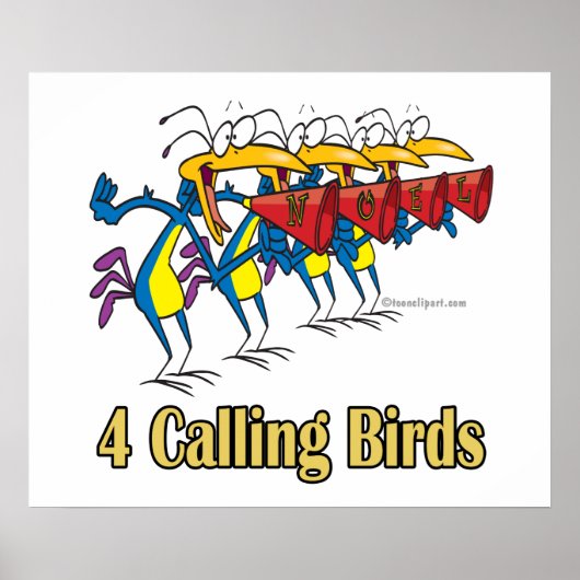 クリスマスの4日目の4羽の鳴き鳥 ポスター (正面)