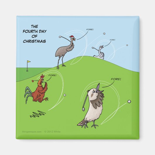 クリスマスの4日目(四羽の鳥)磁石 マグネット (正面)