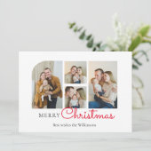 クリスマスの4枚の写真のコラージュ 現代のミニマル シーズンカード (スタンド正面)