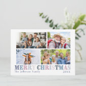 クリスマスの4枚の写真入りカードとメッセージ シーズンカード (スタンド正面)