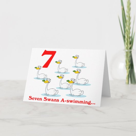 クリスマスの7日目に7羽の白鳥が泳いでいた シーズンカード (正面)