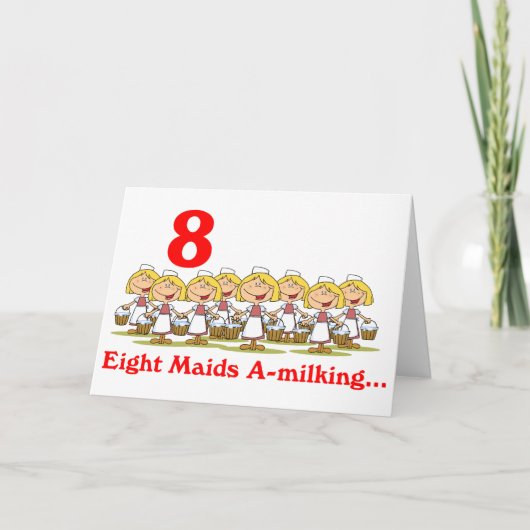 クリスマスの8日目に、メイドが8人乳しぼりを出した シーズンカード (正面)