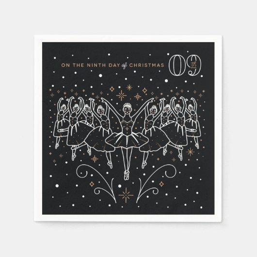 クリスマスの9日目パーティー紙ナプキンス スタンダードカクテルナプキン (正面)