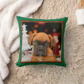 クリスマスの   ボクサー犬の正方形の装飾用クッション クッション (ブランケット)