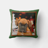 クリスマスの   ボクサー犬の正方形の装飾用クッション クッション (裏面)