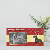 クリスマスの（犬）ドーベルマン・ピンシェル(とがった耳) シーズンカード (スタンド正面)