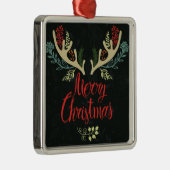 クリスマスの(雄ジカの)枝角のメリークリスマス メタルオーナメント (右)