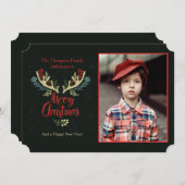 クリスマスの(雄ジカの)枝角の写真カード シーズンカード (正面/裏面)