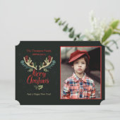 クリスマスの(雄ジカの)枝角の写真カード シーズンカード (スタンド正面)