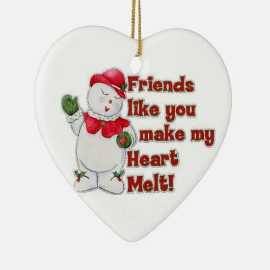 クリスマスの「飾り」での私のBFFは私のハートを溶かす セラミックオーナメント (右)