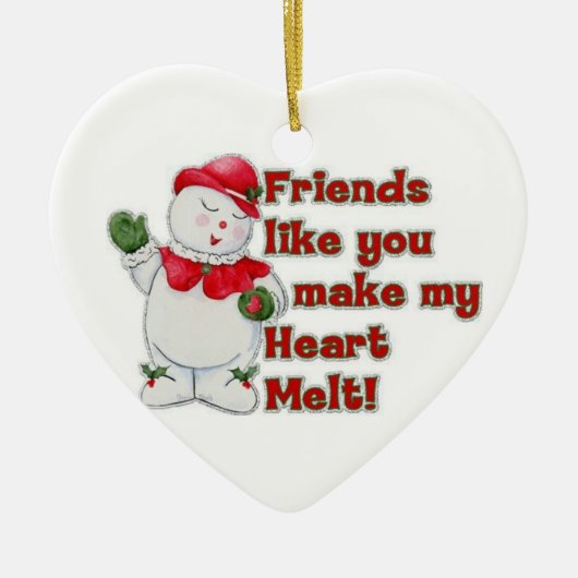 クリスマスの「飾り」での私のBFFは私のハートを溶かす セラミックオーナメント (正面)