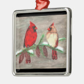 クリスマスの（鳥）ショウジョウコウカンチョウ メタルオーナメント (左)