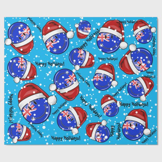 クリスマスのAuzzieのスタイルの微笑のオーストラリアの旗 ラッピングペーパー (フラット)