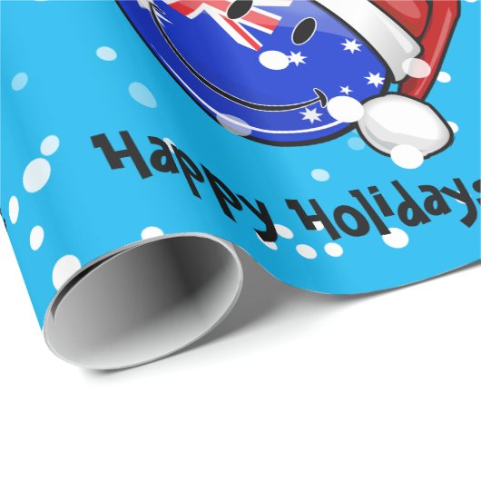 クリスマスのAuzzieのスタイルの微笑のオーストラリアの旗 ラッピングペーパー (ロールコーナー)