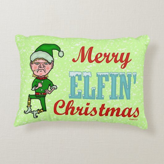 クリスマスのBahのおもしろいでメリーな小妖精の詐欺 アクセントクッション (裏面)