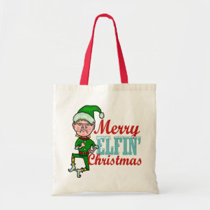 クリスマスのBahのおもしろいでメリーな小妖精の詐欺 トートバッグ