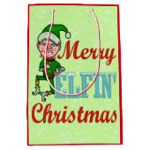 クリスマスのBahのおもしろいでメリーな小妖精の詐欺 ミディアムペーパーバッグ (正面)