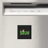 クリスマスのBruhサンタ帽子 楽しいXmasミーム ユーモア メンズ マグネット (インサイチュ (食洗機))