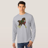 クリスマスのClydesdaleの馬の子馬の長袖T Tシャツ (正面フル)