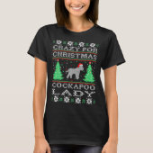 クリスマスのCockapooの女性のためにUgly Sweater熱狂する Tシャツ (正面)