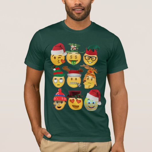 クリスマスのemojiのコレクションのおもしろいなクリスマスのワイシャツ tシャツ (正面)
