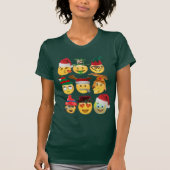 クリスマスのemojiのコレクションのおもしろいなワイシャツの女性の上 tシャツ (正面)