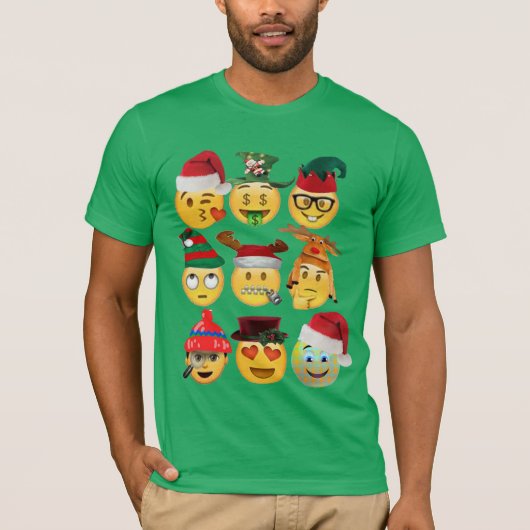 クリスマスのemojiのコレクションのおもしろいなワイシャツデザイン tシャツ (正面)